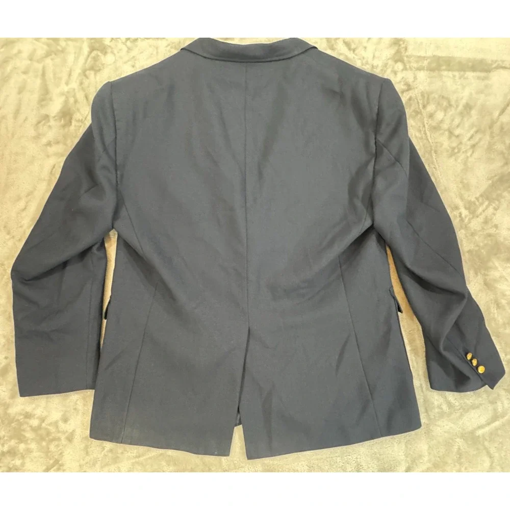 Stafford Blazer Mens 50L Navy Blue 2 Gold Button Sports Coat Worsted Wool USA‎